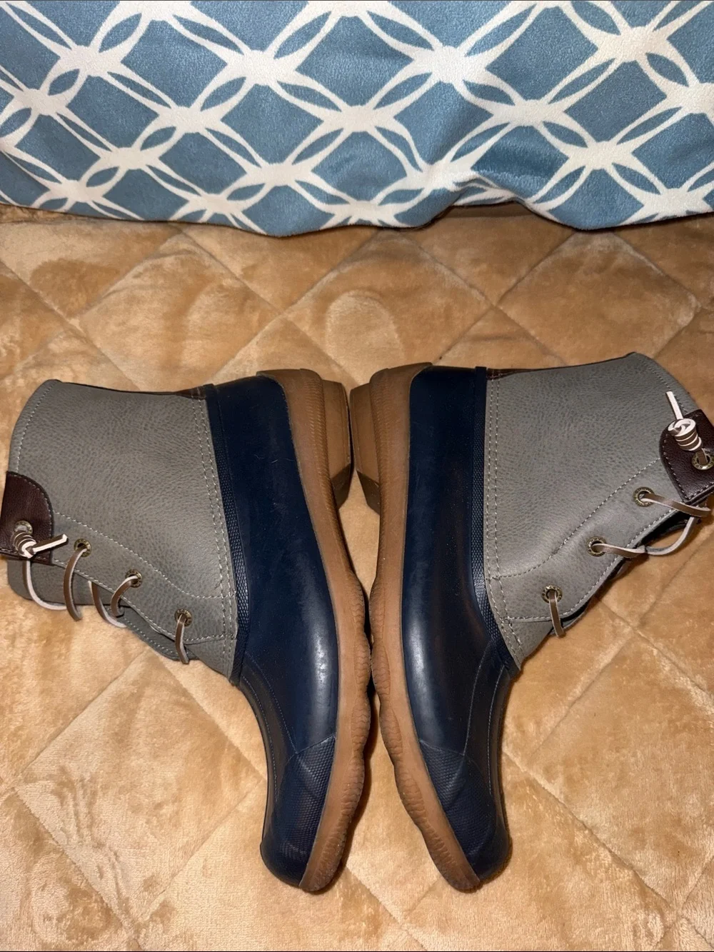 Sperry Women's Navy and Gray Waterproof Lace-Up Duck Boots